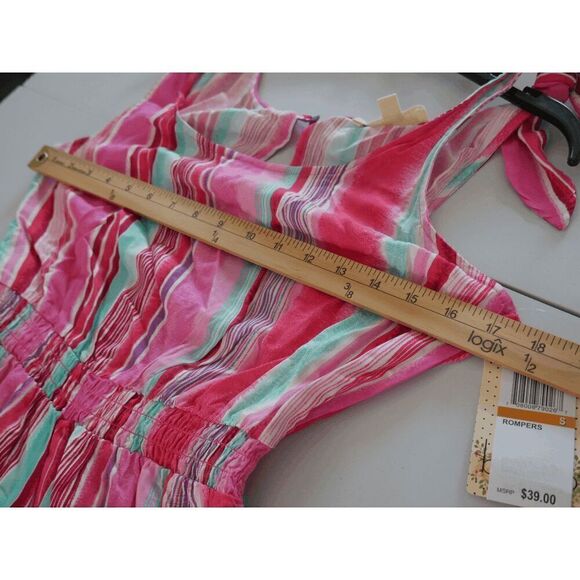 BEBOP Juniors' Striped Tie-Shoulder Romper Size S - Picture 9 of 13